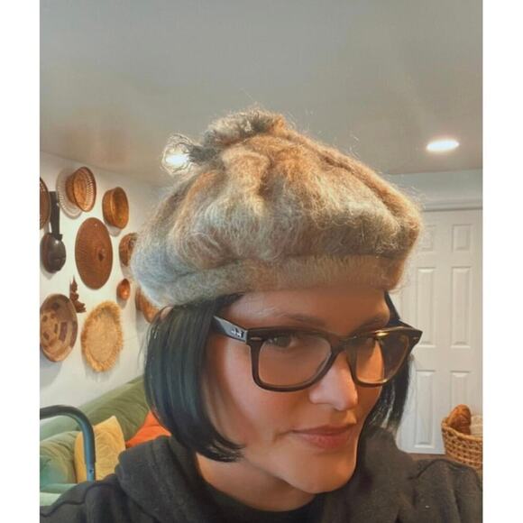 Women’s Vintage French Mohair style Beret Hat Gray - Picture 3 of 5